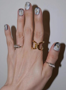 silouhait线条缠绕戒指纯银