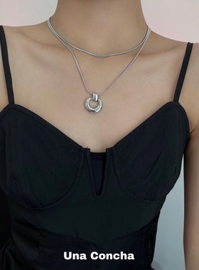 coldframe新月双层锁骨链