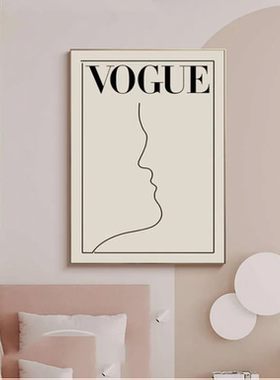 VOGUE北欧艺术小众挂画卧室ins摆画服装店海报时尚线条装饰画