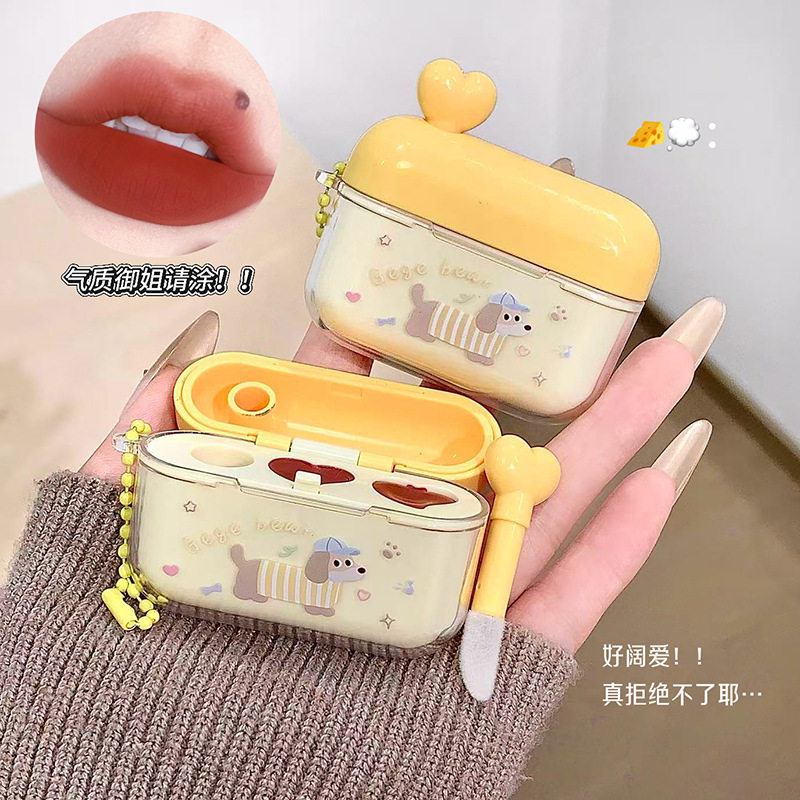 戈戈小熊嘟亮绒雾双拼唇霜耳机造型便携唇膏哑光保湿滋润学生唇釉,淘宝优惠券,粉丝福利购,淘宝优惠卷