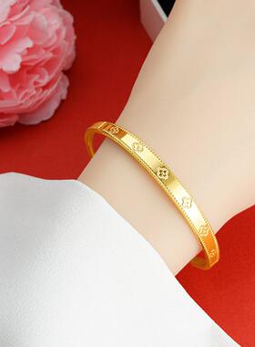 越南沙金四叶草女士手镯