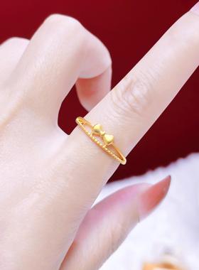 活口沙金戒指女多款可调