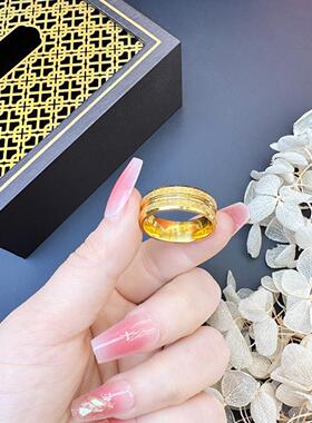 越南沙金满天星双斜边戒指