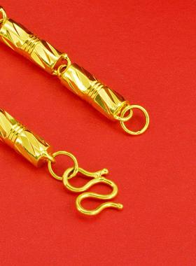 男士实心竹节项链 纯黄铜镀厚金欧币项链 镀24K黄金 沙金首饰