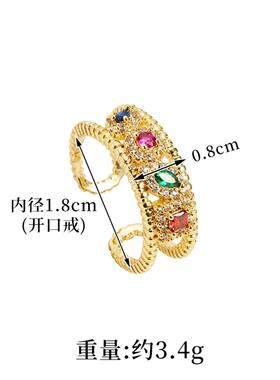 越南沙金电镀18K彩锆开口戒