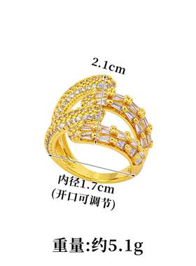 镶锆交叉开口女戒简约食指戒