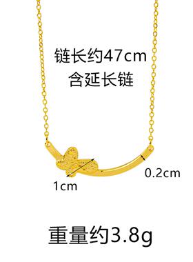 越南沙金锁骨链潮流爆闪龙鳞纹线条项链轻奢久不掉色饰品