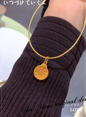 秋季新款18k项圈项链九宫八卦牌吊坠沙金配件锁骨链项圈女