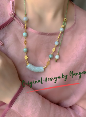 新款新中式复古国风翡翠路路通弯