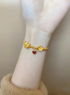 新款热卖磨砂金珠蝴蝶结甜甜圈兔子福袋古法沙金配件吊坠手链女