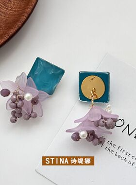 STINA新款度风花朵耳环女春夏出