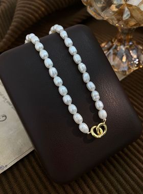 STINA链条银4mm天然淡水珍珠项链