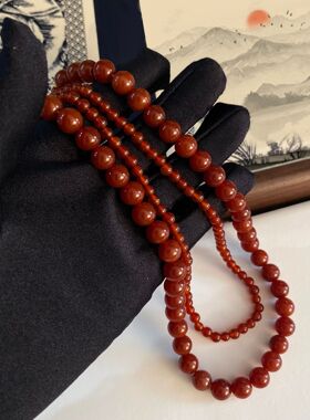 STINA新款新中式红串珠项链双层