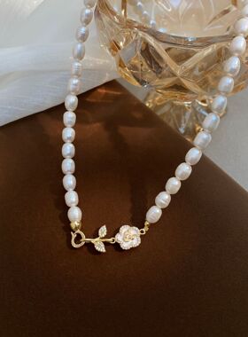 STINA100淡水珍珠山茶花项链女气