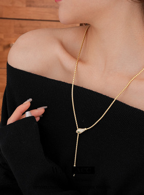 STINA锆石蛇形可调节项链气质轻