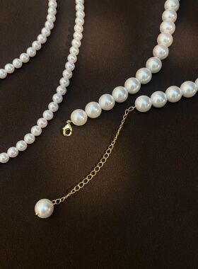 STINA3mm强光正圆施家珍珠项链女