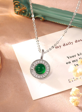 STINA爆款新中式绿色玉项链女高