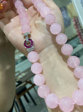 STINA14MM天然粉色粉晶链项链女