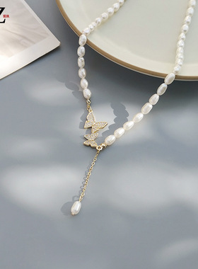 STINA珍珠蝴蝶项链女2026年淡水