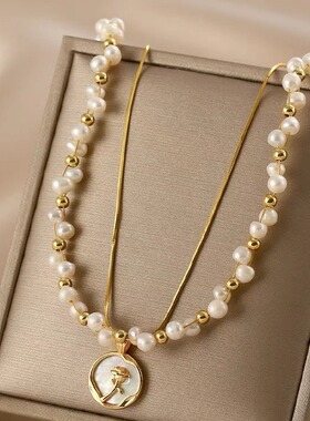 STINA新款淡水珍珠双层叠戴锁骨