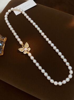 STINA蝴蝶吊坠珍珠项链轻奢高级