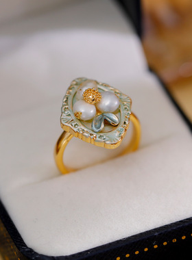 STINA法式油画风淡水珍珠戒指女