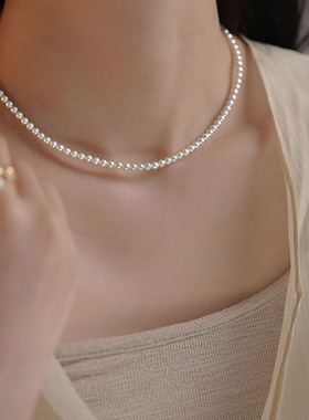 STINA4mm诸近圆淡水珍珠项链高级