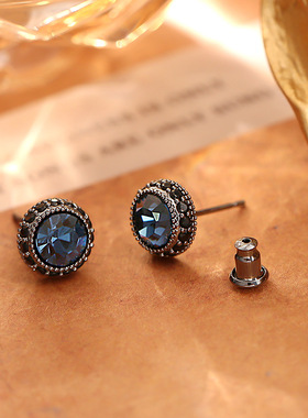 STINA爆款复古黑色水晶锆石项链