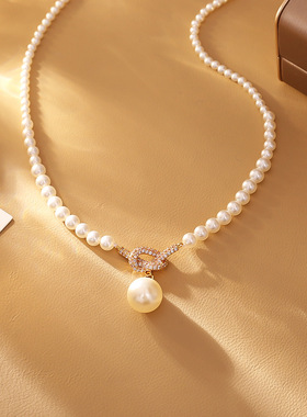 STINA高级感微镶锆石打结珍珠项