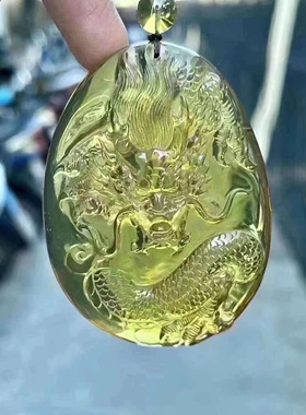 新款天然缅甸琥珀优质纯净金珀 龙腾盛世 浮雕吊坠男女款收藏礼品