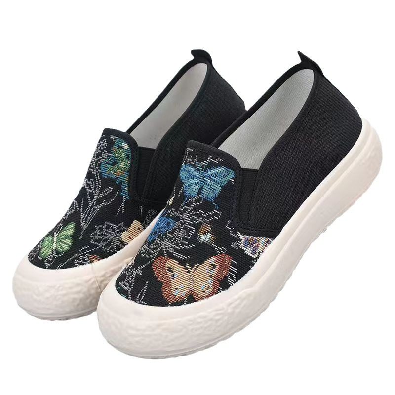 新中式女帆布鞋时尚百搭休闲厚底一脚蹬学生懒人鞋中国风单鞋,淘宝优惠券,粉丝福利购,淘宝优惠卷