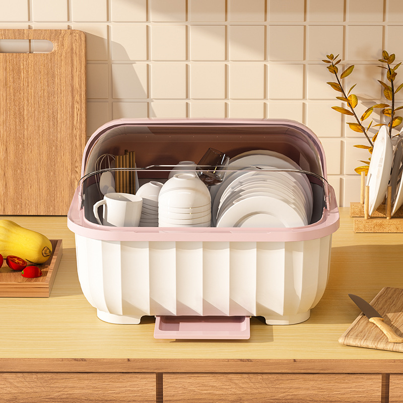 碗筷收纳盒碗柜带盖装餐具碗盘箱厨房沥水架
