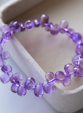 雁唐珠宝天然滴水刻面紫黄晶手链