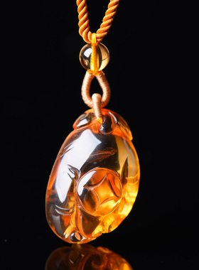 天然黄水晶吊坠巴西项链送女友