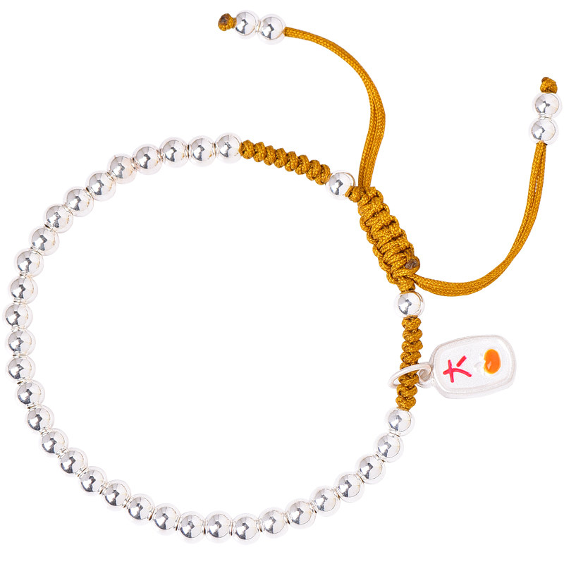 女纯银转运珠ins小众设计刻字手链 雁唐手链