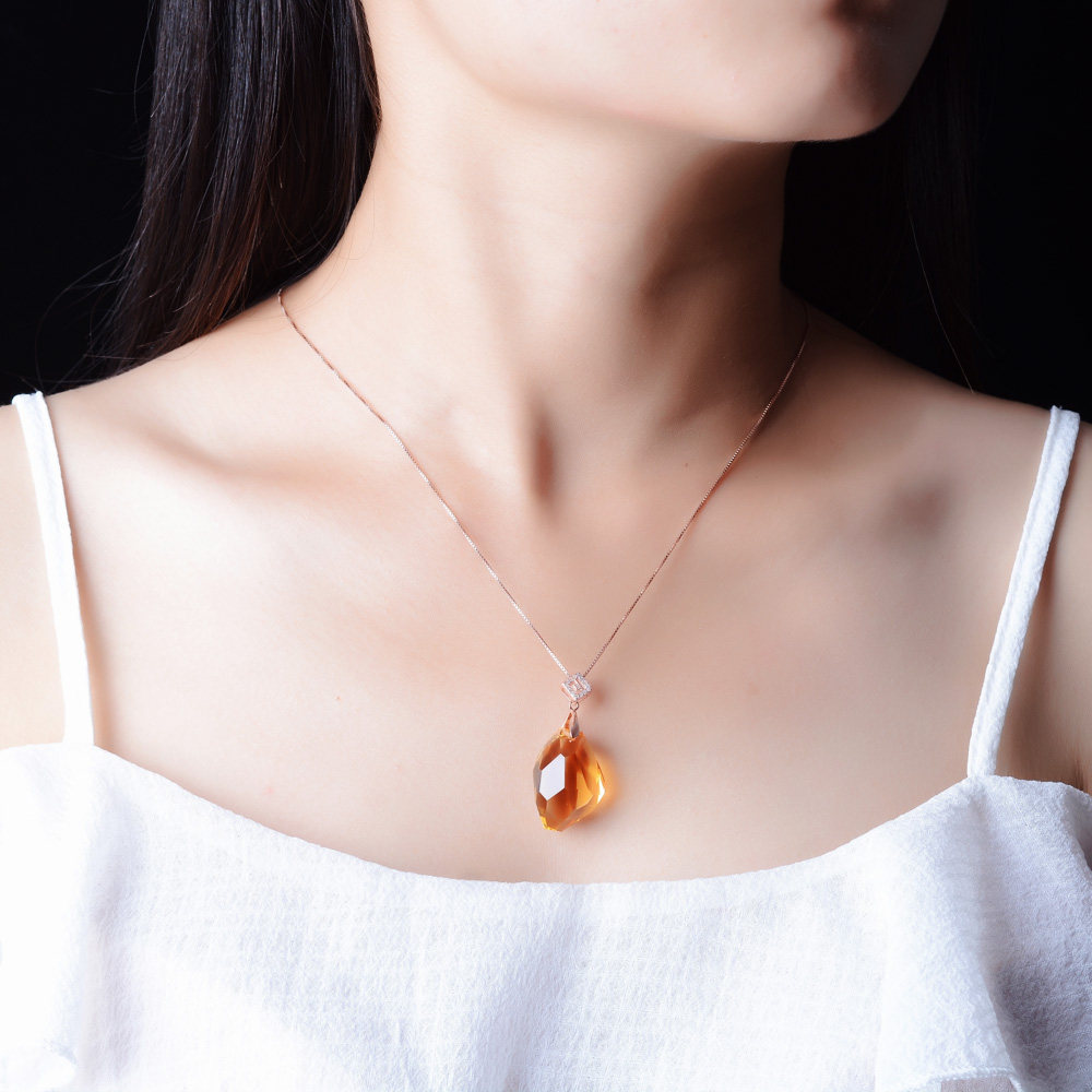 天然巴西黄水晶刻面原石水滴女裸石 雁唐项坠/吊坠