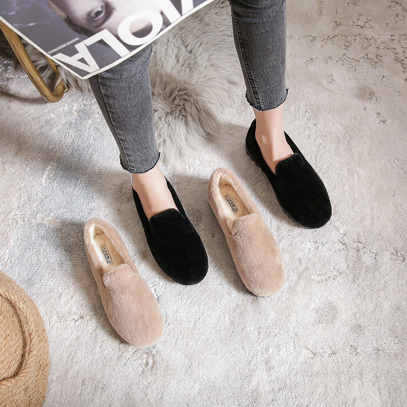 法式毛毛鞋2025仙女风平底新款圆头棉鞋秋冬外穿时尚加绒豆豆单鞋,淘宝优惠券,粉丝福利购,淘宝优惠卷