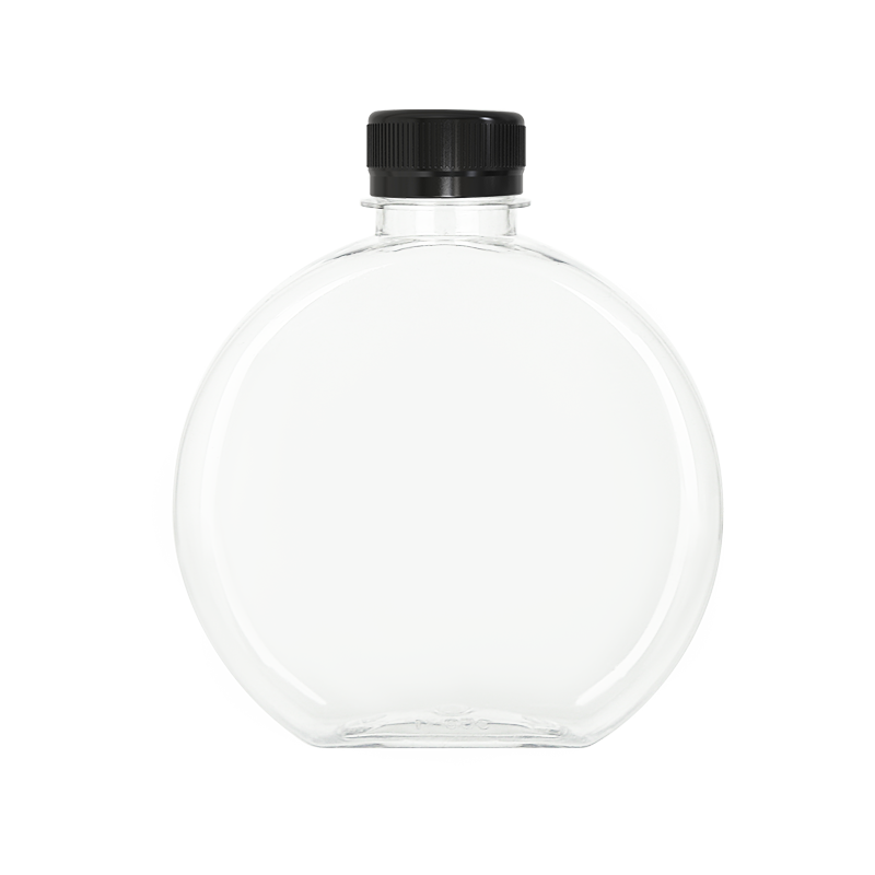 网红奶茶瓶塑料食品级带盖pet创意扁圆打包空果汁一次性饮料瓶子 - 图3
