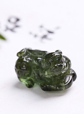 萌宠小雕件一物一图红碧玺吊坠