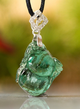 碧玺收藏级艳绿无注胶大师吊坠