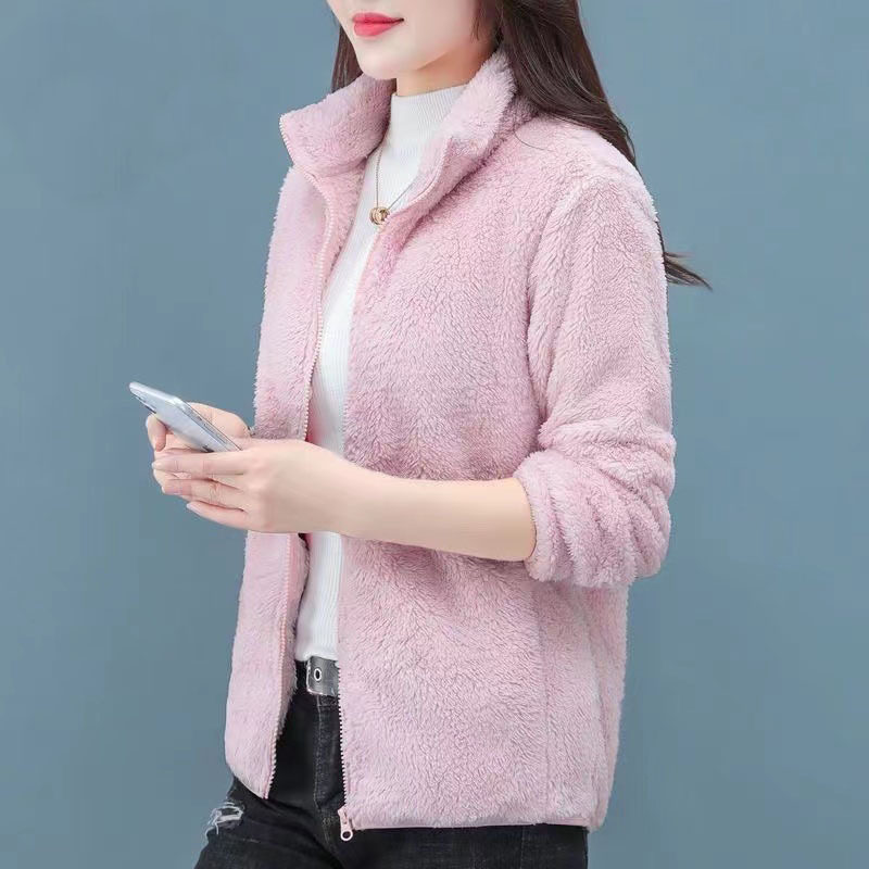 外套女潮ins冬季加绒加厚双面绒立领保暖卫衣女开衫拉链抓绒衣女,淘宝优惠券,粉丝福利购,淘宝优惠卷