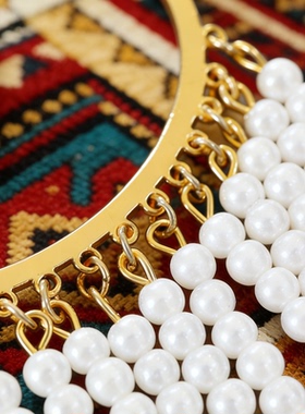 少数民族风手链内蒙古服饰珍珠白流苏女士手镯蒙古袍配饰首饰品