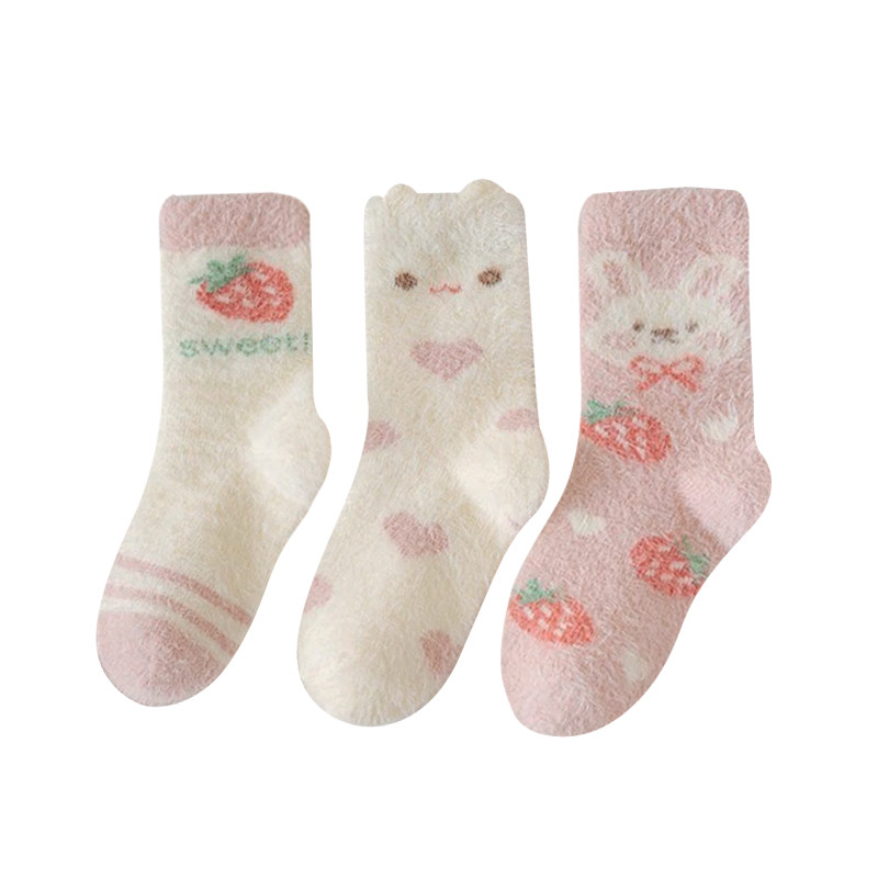 女童袜子冬季加厚加绒水貂绒女宝宝粉色兔子保暖睡眠袜冬季厚袜子,淘宝优惠券,粉丝福利购,淘宝优惠卷
