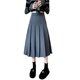 Skirt women's retro khaki autumn and winter new temperament loose high-waisted a-line suit mid-length pleated skirt