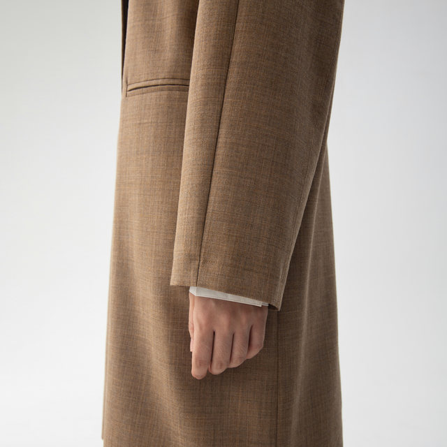 Lin Qiaozhi long-sleeved lapel mid-length simple windbreaker