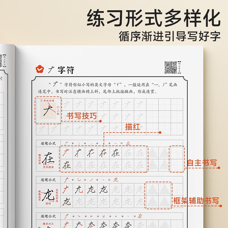 时光学行楷突破入门字帖专为0基础初学者打造5本一套备齐基础描红控笔训练间架结构美文临摹常用字练就一手好签名行楷速成视频讲解 - 图1