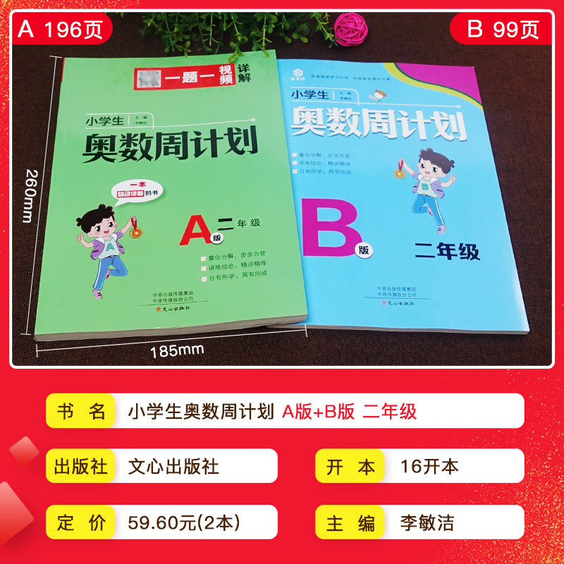 小学生奥数周计划二年级A版B版例题讲解思路做题方法解析指导同步练习册 2年级奥数思维训练奥赛培训兴趣班教材教程思维训练-图0