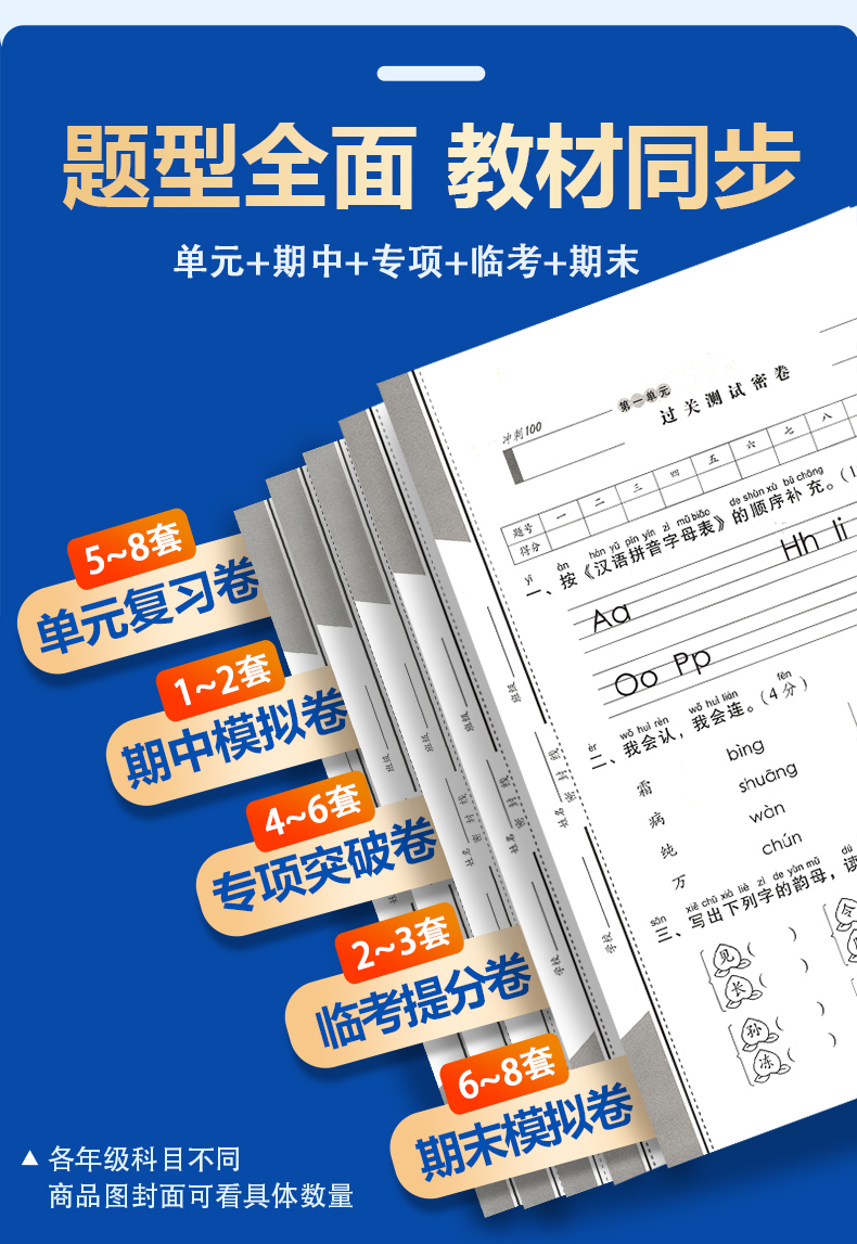 2024春新版期末冲刺100分一年级试卷下册单元期中期末试卷测试卷全套下学期语文数学书同步训练练习册练习题考试小学1年级人教版-图1