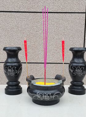墓地祭祀花瓶整套蜡烛石香炉包邮