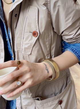 复古镜面戒指椭圆形白贝vintage指环显手白素戒